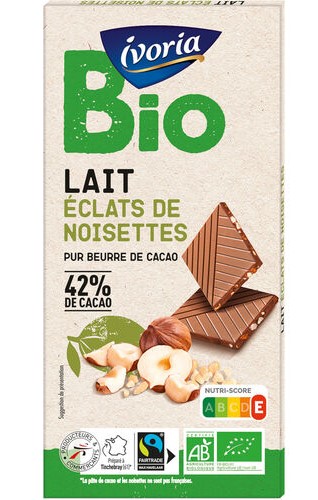 Ivoria Bio Chocolat Au Lait Aux Clats De Noisettes Caram Lis Es