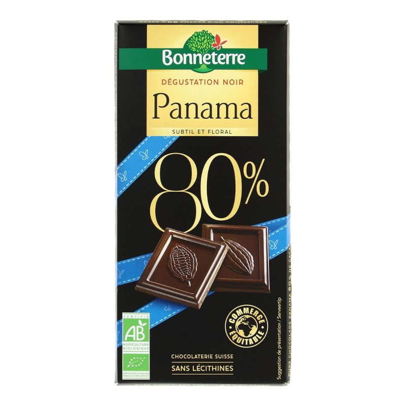 Chocolat noir intense du Panama 80% cacao Bio
