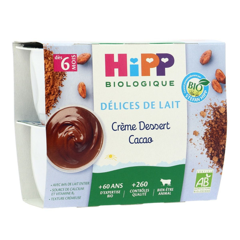 Délices de lait - Crème dessert cacao - Dès 6 Mois Bio