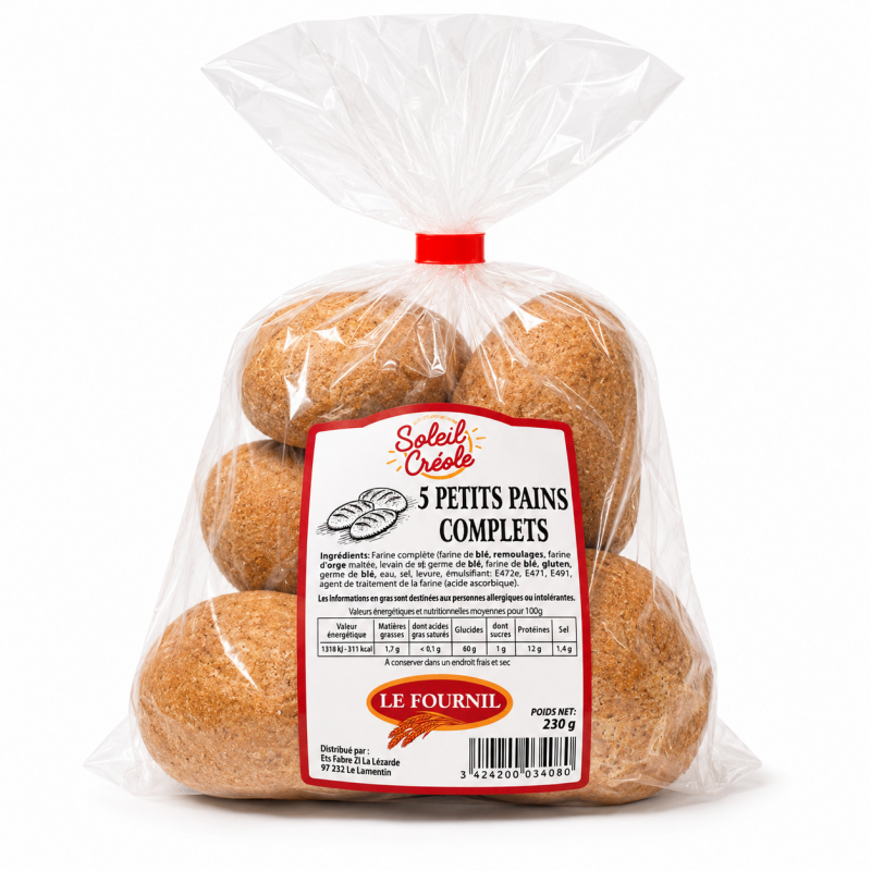 Soleil Créole - Petits pains complet x5