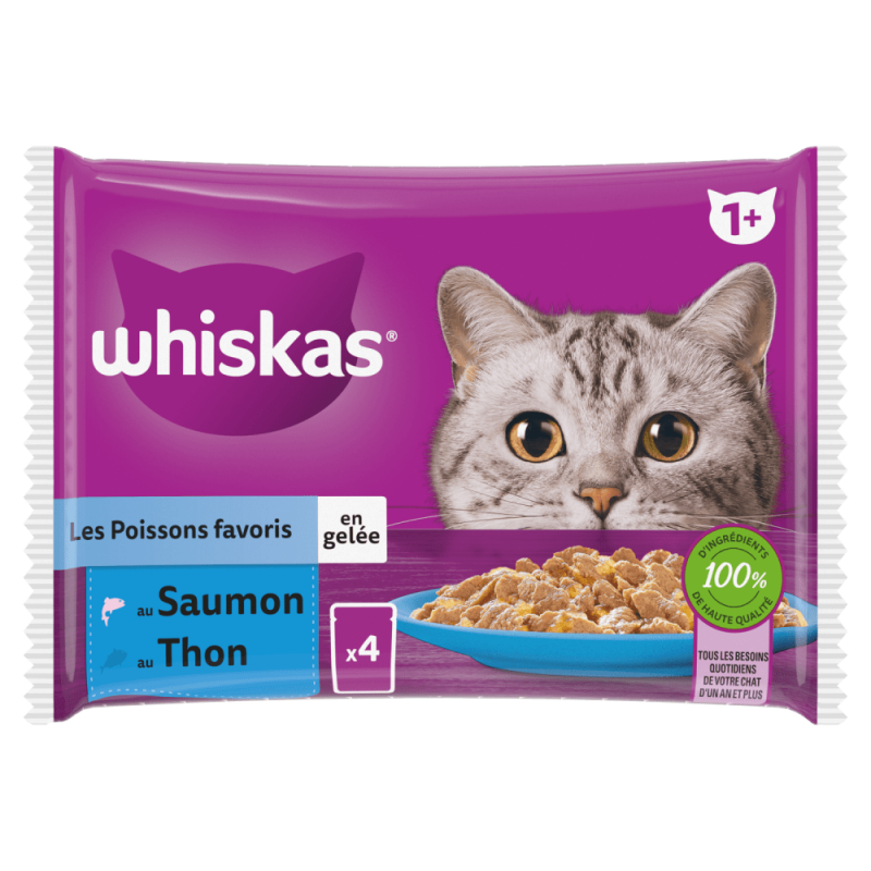 Whiskas -  Croquettes chat en gelée saumon et thon