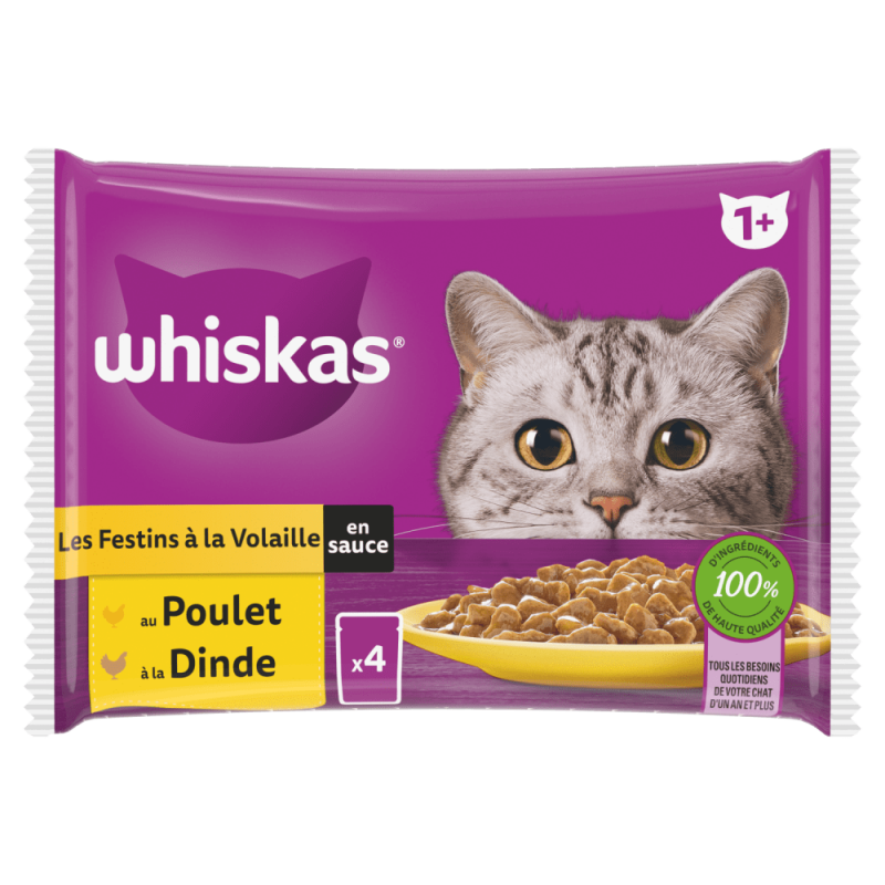 Whiskas -  Croquettes chat en sauce poulet et dinde