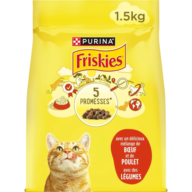 Friskies - Croquettes pour chat bœuf, poulet & légumes