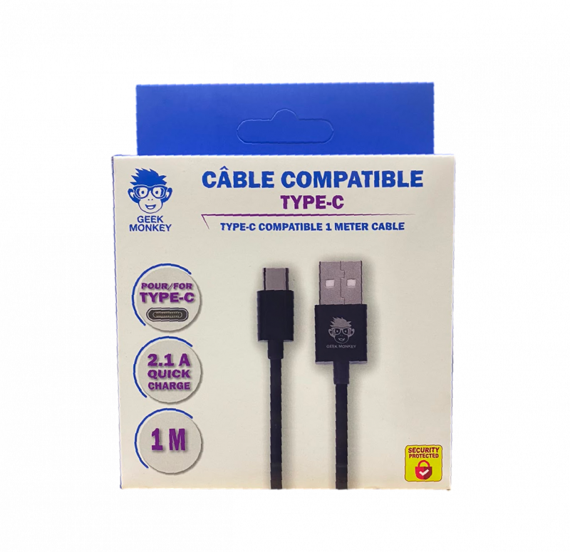 Geek Monkey - Câble compatible usb type-c 1m
