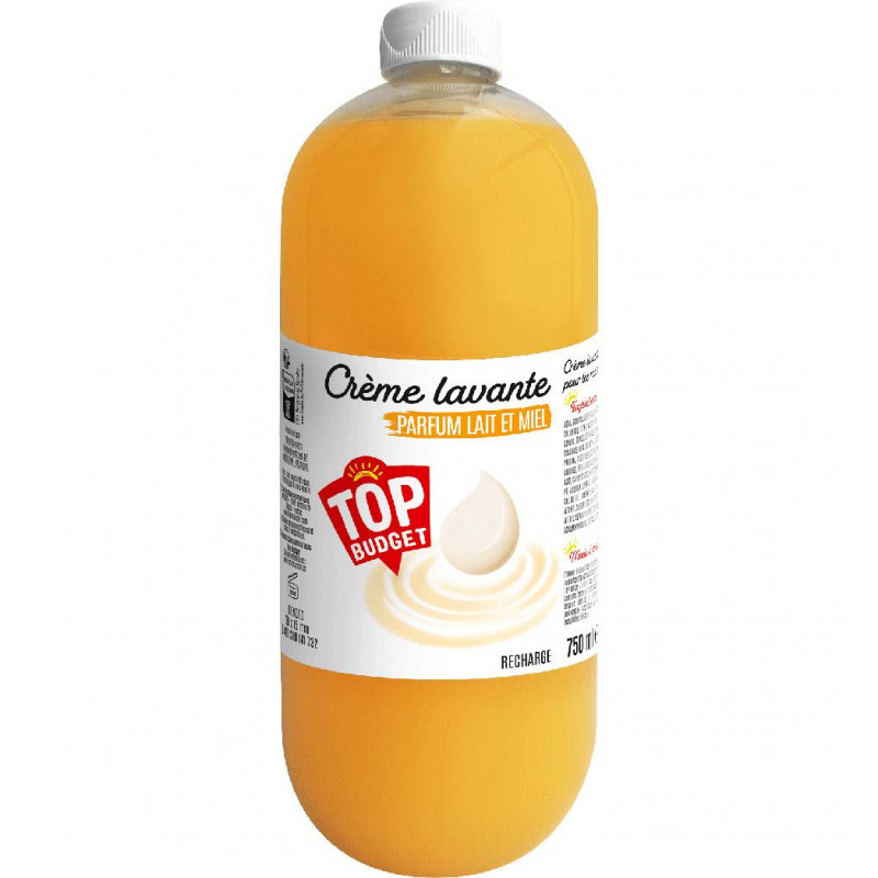 Top budget - Crème lavante parfum lait et miel 750ml