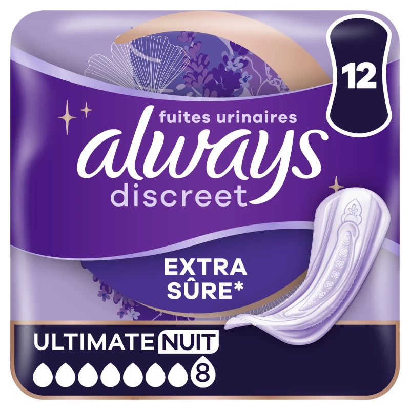 Always - Serviettes hygiéniques fuites urinaires nuit x12