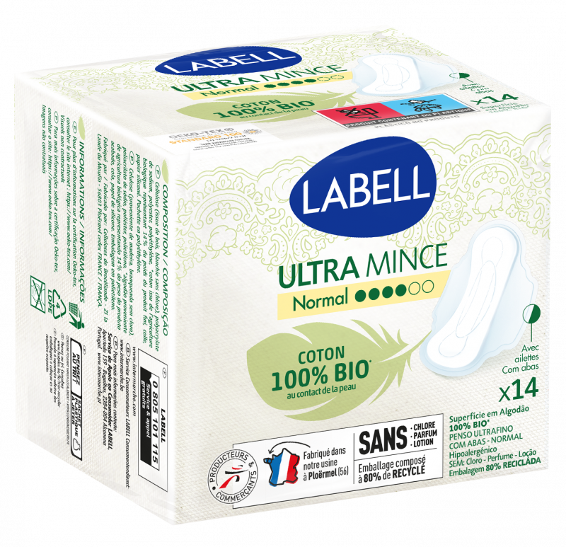Labell - Serviettes hygiéniques ultra mince normal x14 Bio