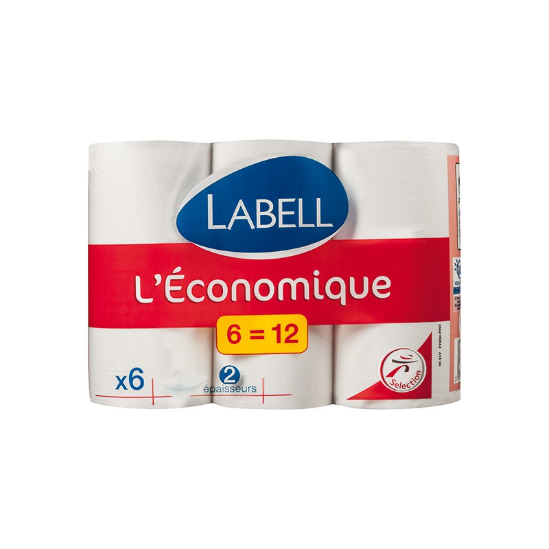 Labell - Papier toilette 2 épaisseurs 6=12