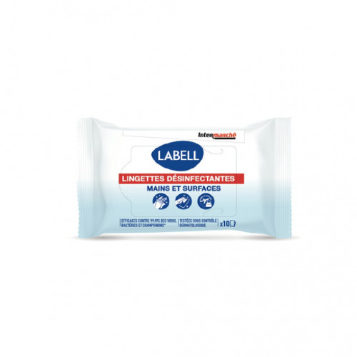 Labell - Lingettes désinfectantes 2en1 mains & surfaces X10