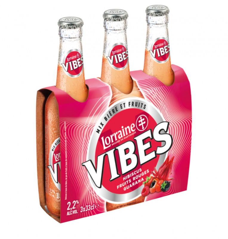 Lorraine - Bières VIBES Hibiscus, fruits rouges, guarana 2,2° 3x33cl