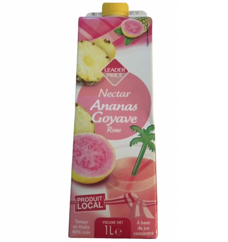 Leader Price - Nectar ananas/goyave rose 1L
