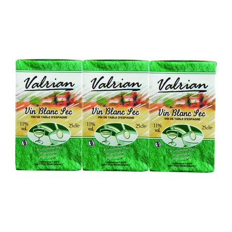 Valrian - Briquettes de vin blanc sec d'Espagne 3x25cl