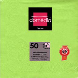 Domédia - Serviettes unies 2 épaisseurs vert 32,5x32,5cm