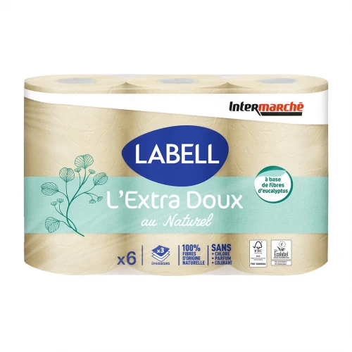 Labell - Papier toilette 100% fibres d'origine naturelle x6