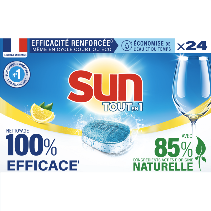 Sun -  Tout-En-1 pastilles lave vaisselle citron