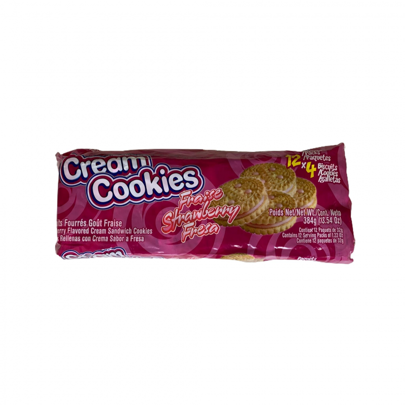 Cream Cookies - Biscuits fourrés crème à la fraise x12