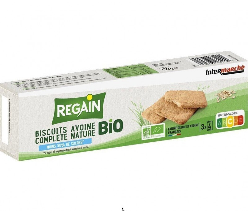 Regain Bio - Biscuits avoine complète nature -30% de sucres Bio