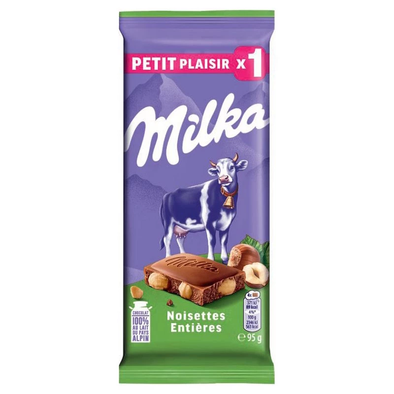Milka - Tablette chocolat lait noisettes entières