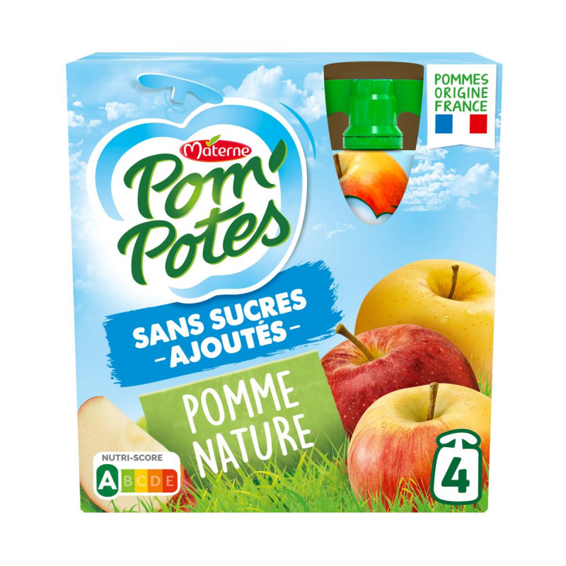 Pom'Potes - Compotes sans sucres ajoutés pomme nature X4
