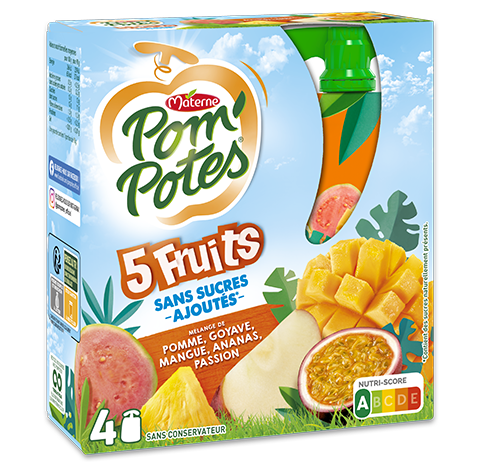 Pom'Potes - Compotes 5 fruits exotiques X4