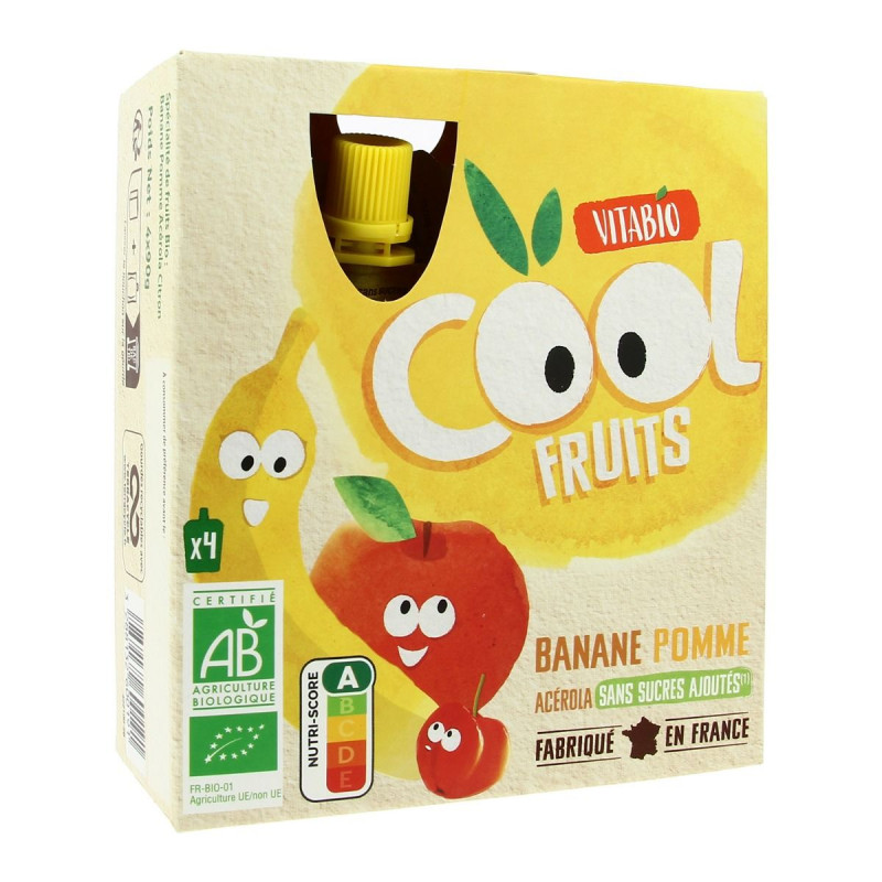Vitabio - Compotes en gourde Pomme/Banane/Acerola Bio X4