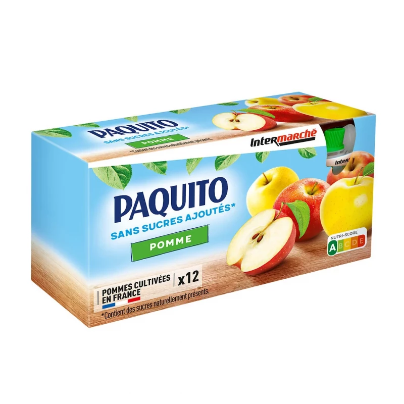 Paquito - Gourdes compote pomme sans sucres ajoutés x12