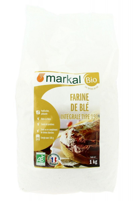 Markal - Farine de blé intégrale T150 1Kg Bio