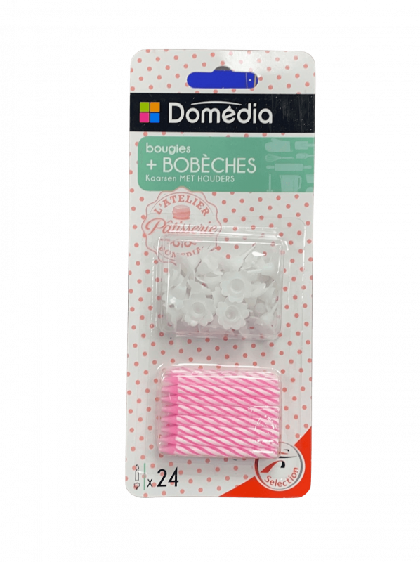 Domedia - Bougies et bobèches roses