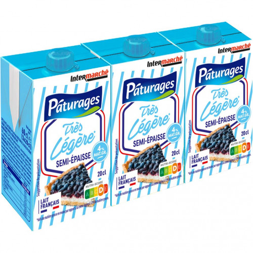 Pâturages - Crème UHT semi-épaisse légère 4%MG