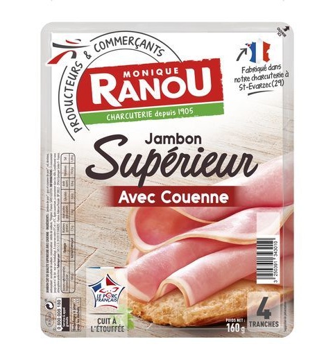 Monique Ranou - Jambon supérieur avec couenne 160g