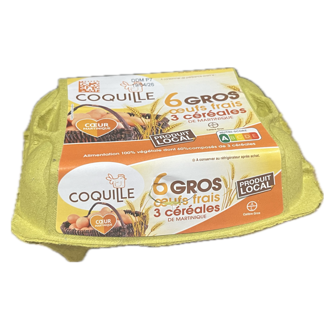 Coquille - 6 gros oeufs 3 céréales