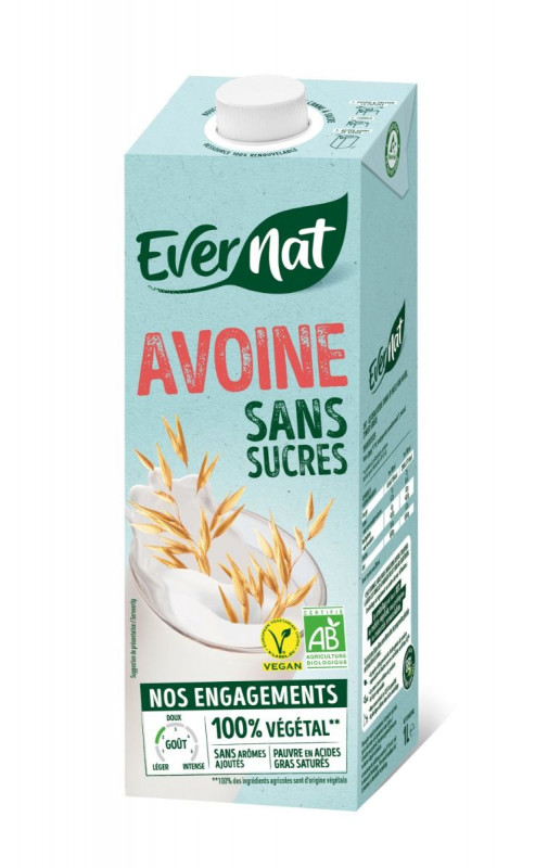 Evernat - Boisson douceur avoine sans sucres 1L Bio