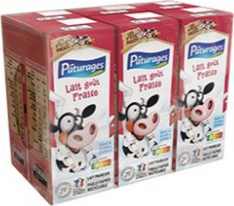 Pâturages - Lait aromatisé fraise 6x20cl