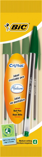 Bic - Stylos bille cristal vert x4