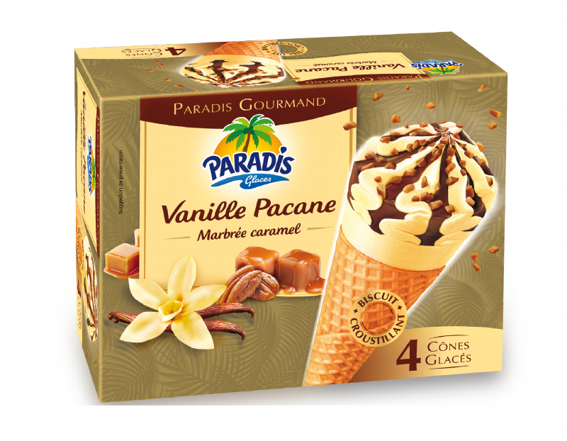 Paradis Glaces- Cônes glacés vanille-pacane