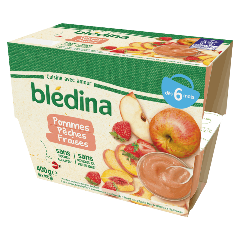 Bledina - Coupelles Pomme, pêches et fraises - Dès 6 mois