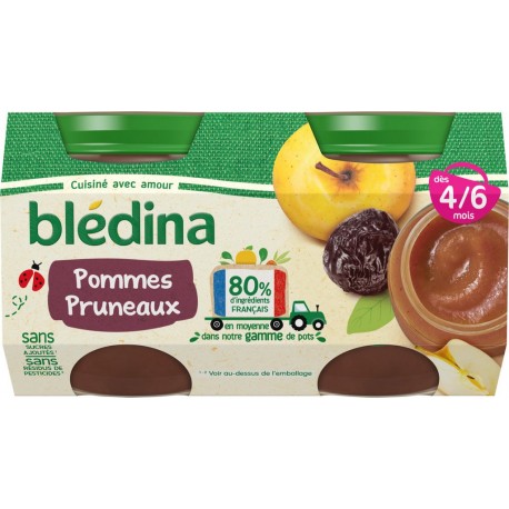 Blédina - Compote en pot pomme/pruneau X4 dès 4/6mois