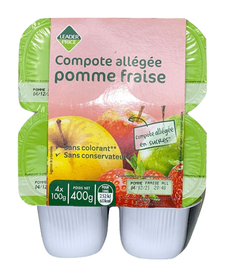 Leader price - Compote Pomme/Fraise 4x100g