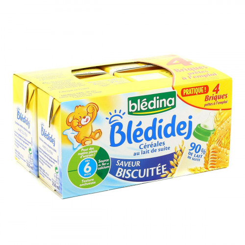 Lait et céréales bébé dès 12 mois saveur délice biscuité vanille Blédidej  Croissance BLEDINA : la brique de 500mL à Prix Carrefour