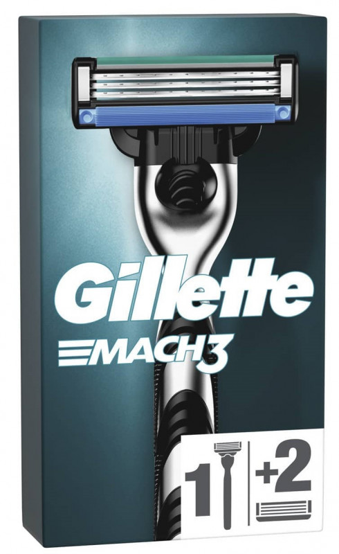 Gillette - Rasoir Mach3 + 2 recharges