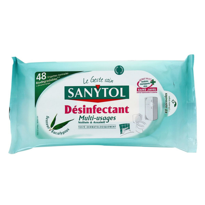 Sanytol - Lingettes désinfectantes multi-usage eucalyptus