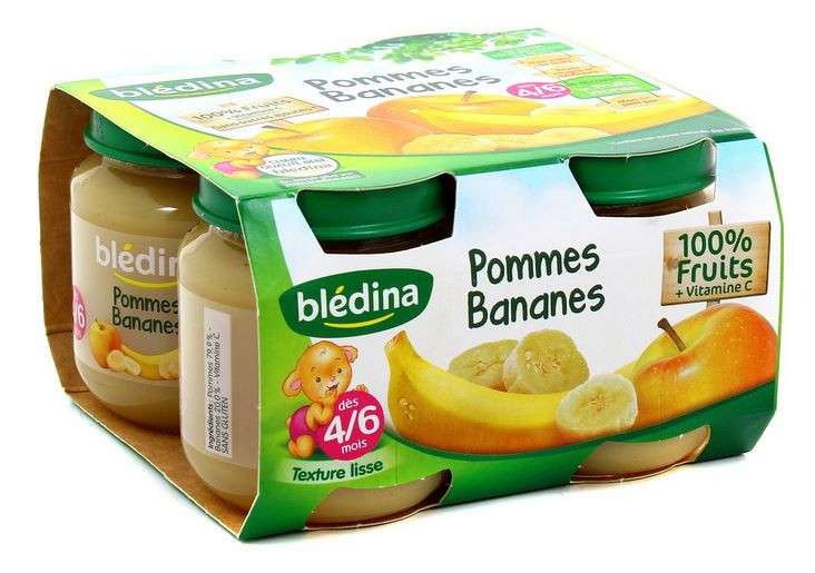 Blédina Petits Pots pour bébé, Dès 4/6 Mois, Pommes Bananes