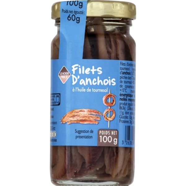 Leader Price - Filets d'anchois à l'huile de tournesol